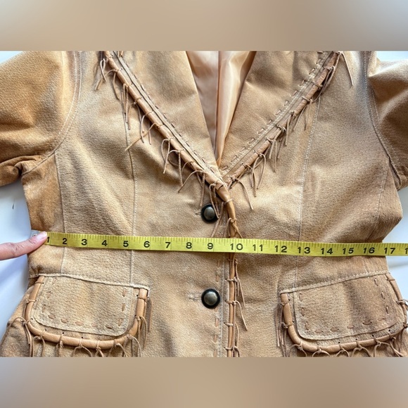 Vintage Scully Tan Fringe Leather Suede Cowgirl Western Boho Festival Jacket M - Picture 9 of 16